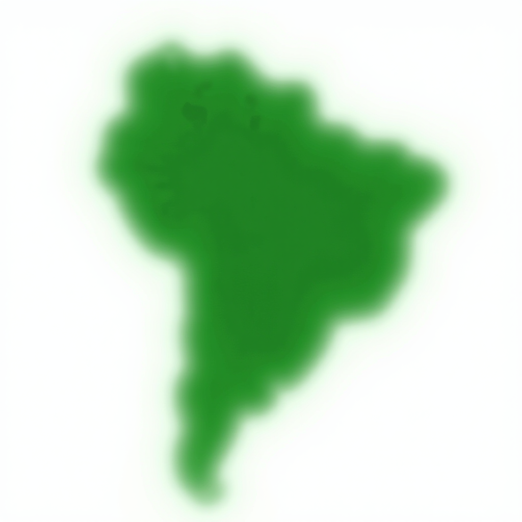 A blurry, green silhouette of a map resembling a continent.