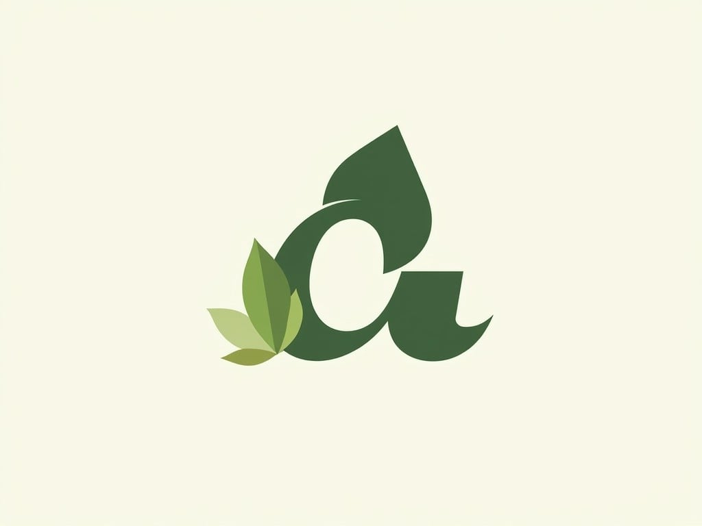 Create a logo for an environmental consultancy firm named ACED Miljø. The design should creatively form the letter 'A' while incorporating elements that convey sustainability. Use a minimalistic style to keep the logo simple yet memorable. The color palette should consist primarily of greens to reflect an eco-friendly identity. A leaf motif can be integrated into the design to further emphasize the commitment to nature and sustainability.