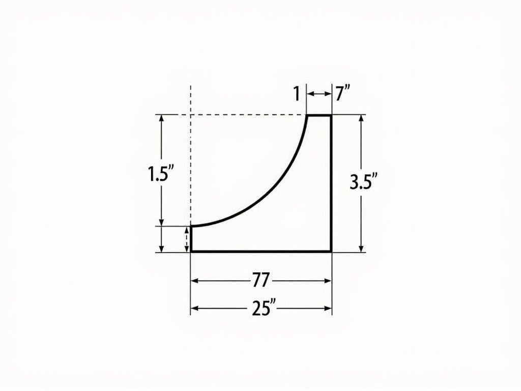 The image presents a technical drawing featuring a fillet with a radius of 3/4 inches. It includes precise measurements for various dimensions, including a height of 3.5 inches and width of 7 inches. The fillet is illustrated with a 37-degree angle, contributing to the drawing's overall design. The drawing is detailed, ensuring accuracy for engineering purposes. This schematic would be valuable in manufacturing or architectural contexts.